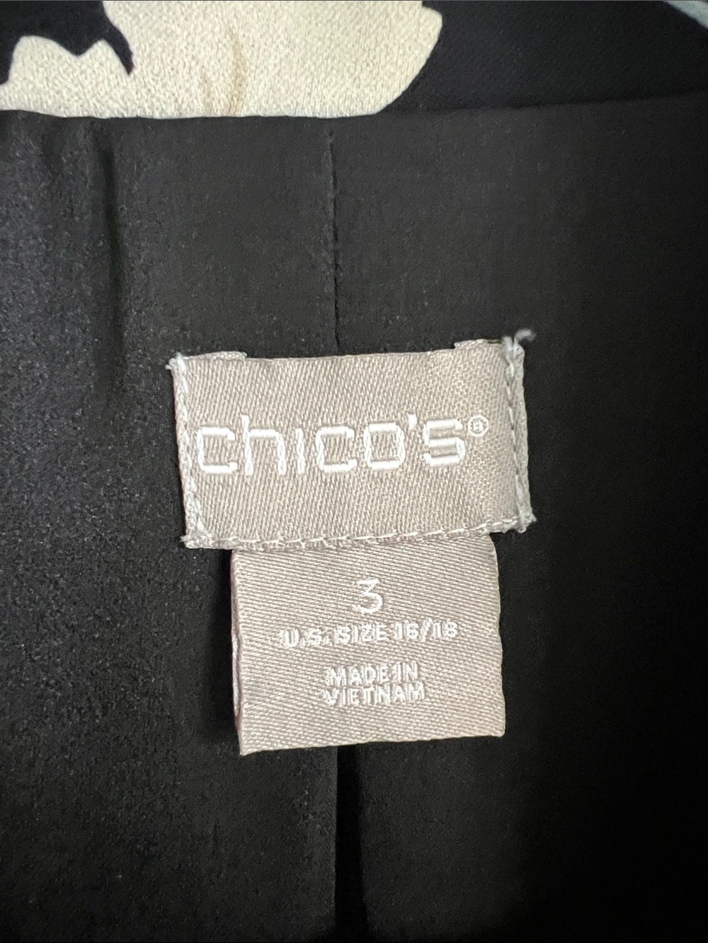 Chico's Black Floral Open Drape Blazer - Picture 2 of 8